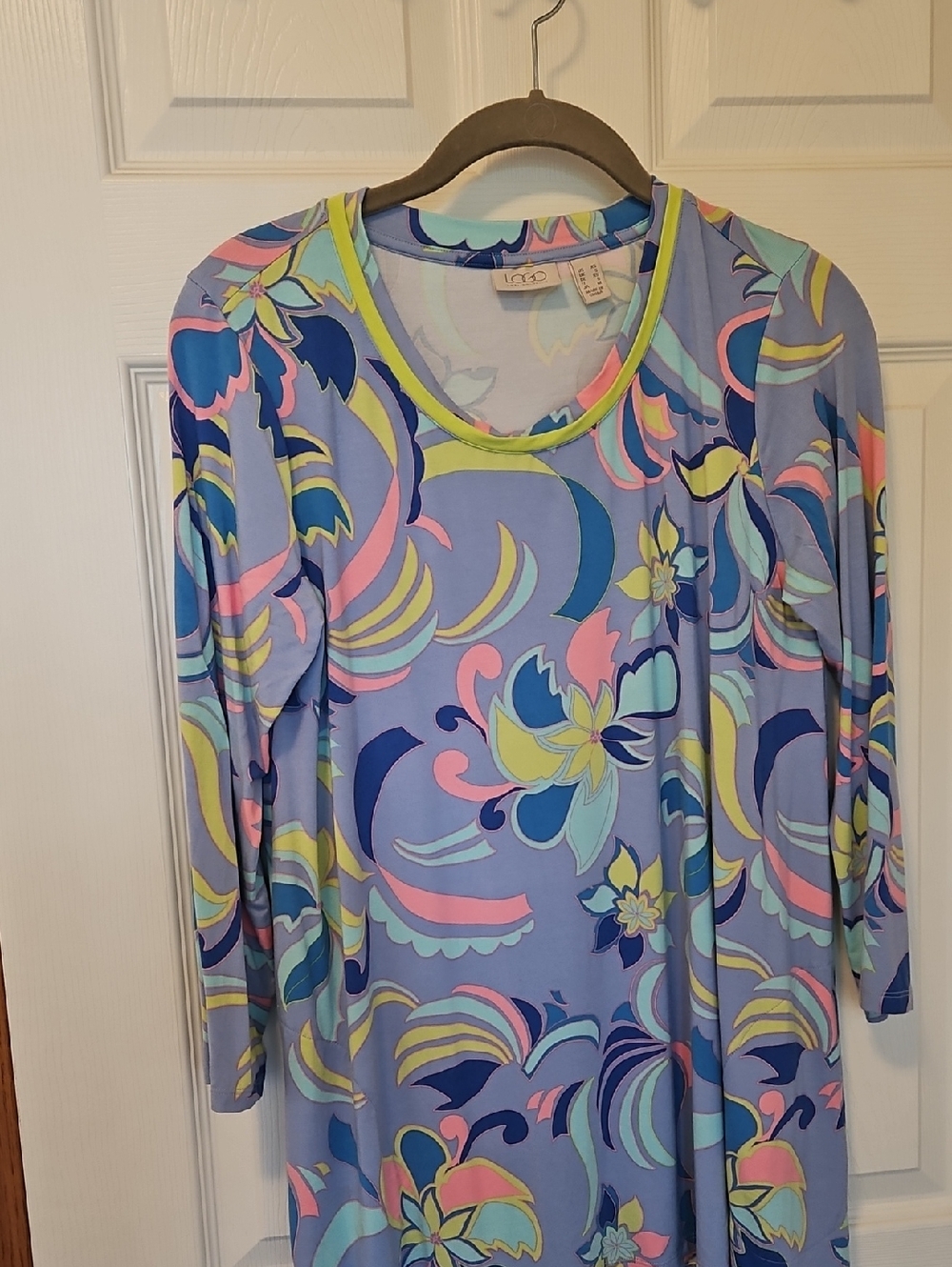 Logo By Lori Goldstein Pastel Floral Long Sleeve Top - Light Purple.